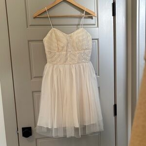 Elegant Cream Mini Dress with Sparkling Details